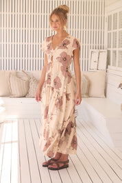 Maxikleid April mit Blumenmuster und V - Ausschnitt - Blossom Hair & Fashion