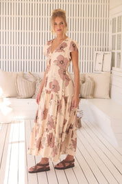 Maxikleid April mit Blumenmuster und V - Ausschnitt - Blossom Hair & Fashion