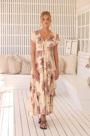 Maxikleid April mit Blumenmuster und V - Ausschnitt - Blossom Hair & Fashion