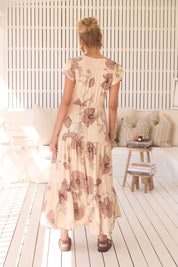 Maxikleid April mit Blumenmuster und V - Ausschnitt - Blossom Hair & Fashion