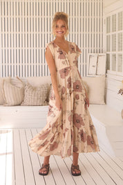Maxikleid April mit Blumenmuster und V - Ausschnitt - Blossom Hair & Fashion