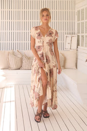 Maxikleid April mit Blumenmuster und V - Ausschnitt - Blossom Hair & Fashion