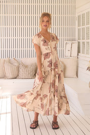Maxikleid April mit Blumenmuster und V - Ausschnitt - Blossom Hair & Fashion