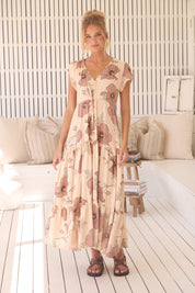 Maxikleid April mit Blumenmuster und V - Ausschnitt - Blossom Hair & Fashion