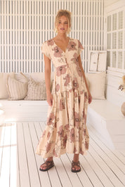 Maxikleid April mit Blumenmuster und V - Ausschnitt - Blossom Hair & Fashion