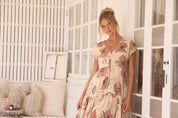 Maxikleid April mit Blumenmuster und V - Ausschnitt - Blossom Hair & Fashion