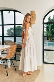 Maxikleid aus Baumwolle mit Bindung und Stufenschnitt - Blossom Hair & Fashion