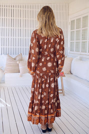 Maxikleid Damen mit Bindeband und Allovermuster - Blossom Hair & Fashion