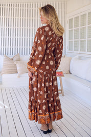 Maxikleid Damen mit Bindeband und Allovermuster - Blossom Hair & Fashion