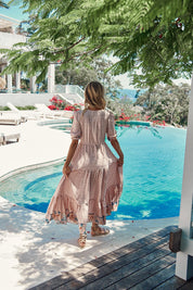 Maxikleid Liberty mit Muster und V - Ausschnitt - Blossom Hair & Fashion