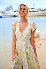 Maxikleid Maisha mit Blumenmuster und V - Ausschnitt - Blossom Hair & Fashion
