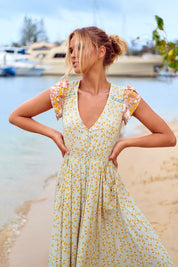 Maxikleid Maisha mit Blumenmuster und V - Ausschnitt - Blossom Hair & Fashion