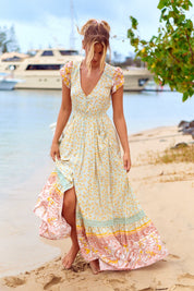 Maxikleid Maisha mit Blumenmuster und V - Ausschnitt - Blossom Hair & Fashion