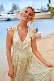 Maxikleid Maisha mit Blumenmuster und V - Ausschnitt - Blossom Hair & Fashion