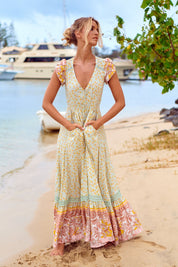 Maxikleid Maisha mit Blumenmuster und V - Ausschnitt - Blossom Hair & Fashion