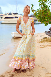 Maxikleid Maisha mit Blumenmuster und V - Ausschnitt - Blossom Hair & Fashion