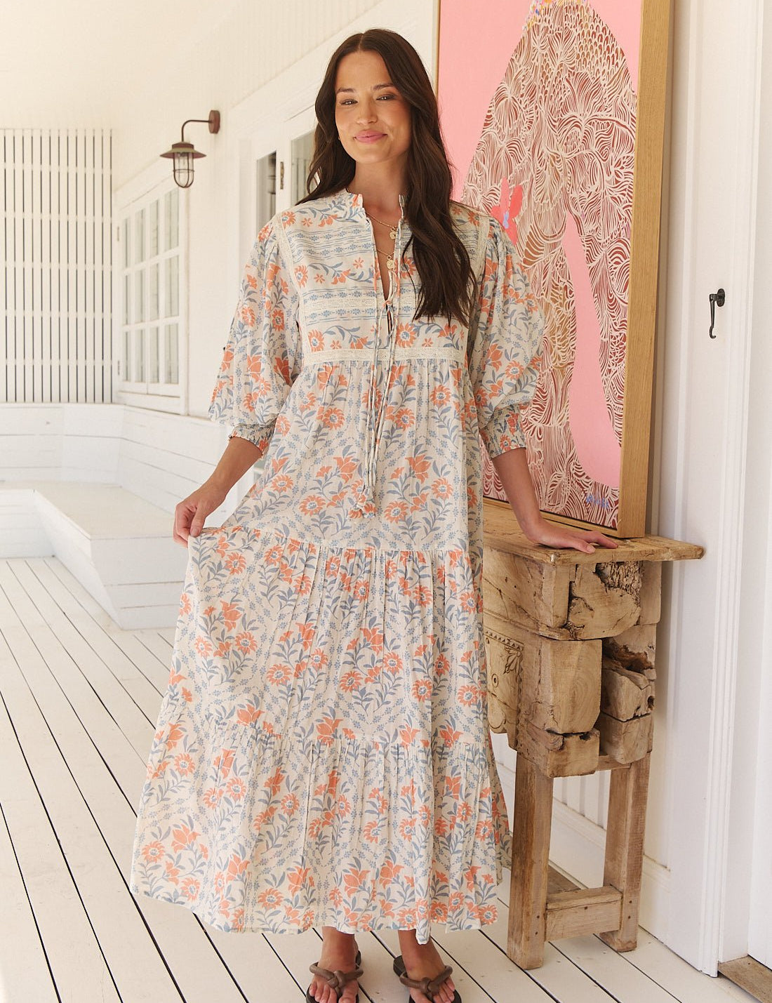 Maxikleid mit Blumenmuster und Bindebändern - Blossom Hair & Fashion