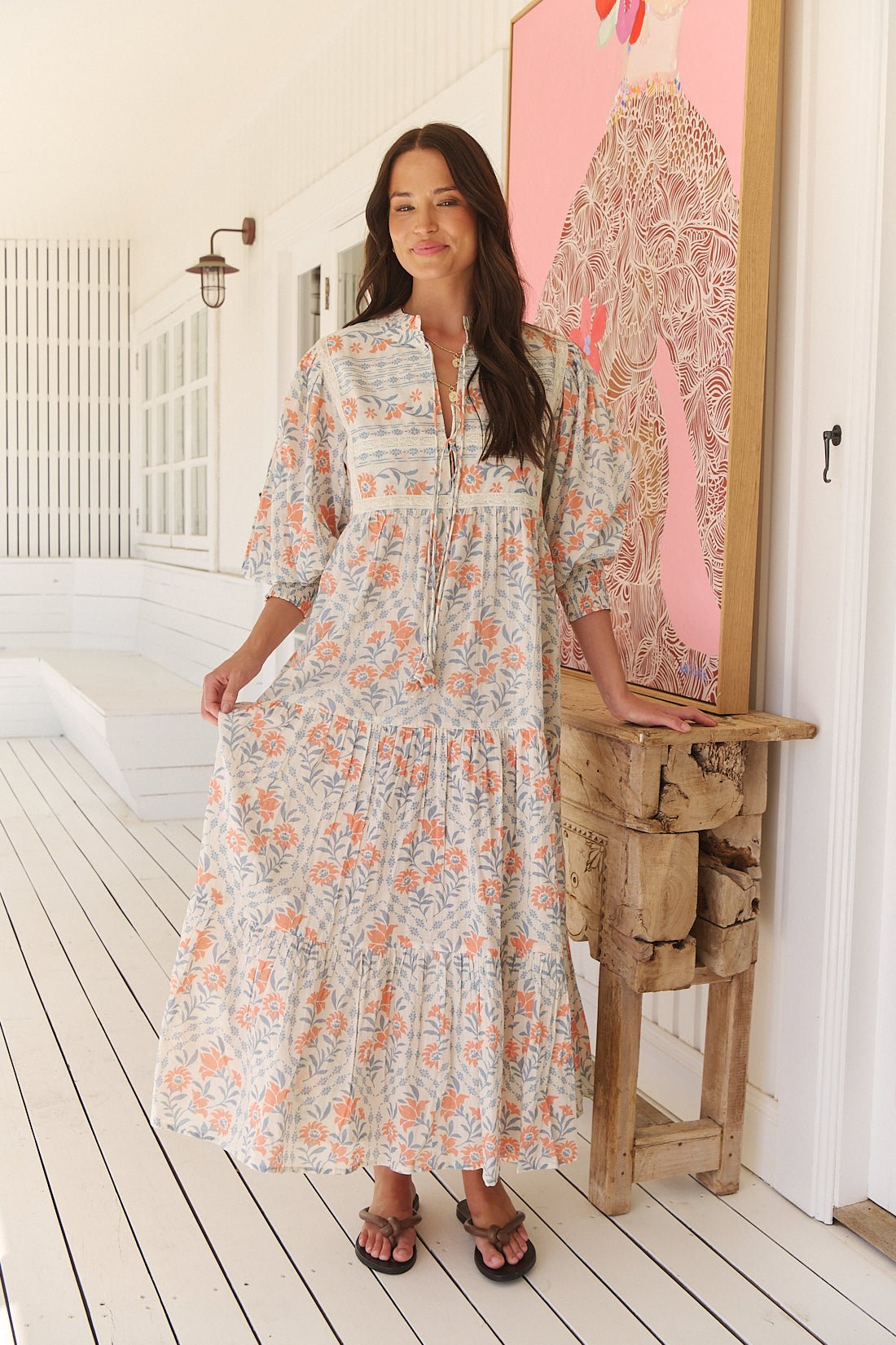 Maxikleid mit Blumenmuster und Bindebändern - Blossom Hair & Fashion