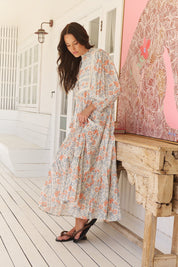 Maxikleid mit Blumenmuster und Bindebändern - Blossom Hair & Fashion