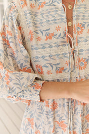 Maxikleid mit Blumenmuster und Bindebändern - Blossom Hair & Fashion