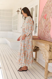 Maxikleid mit Blumenmuster und Bindebändern - Blossom Hair & Fashion