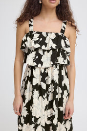 Maxikleid mit floralem Muster in Schwarz - Blossom Hair & Fashion