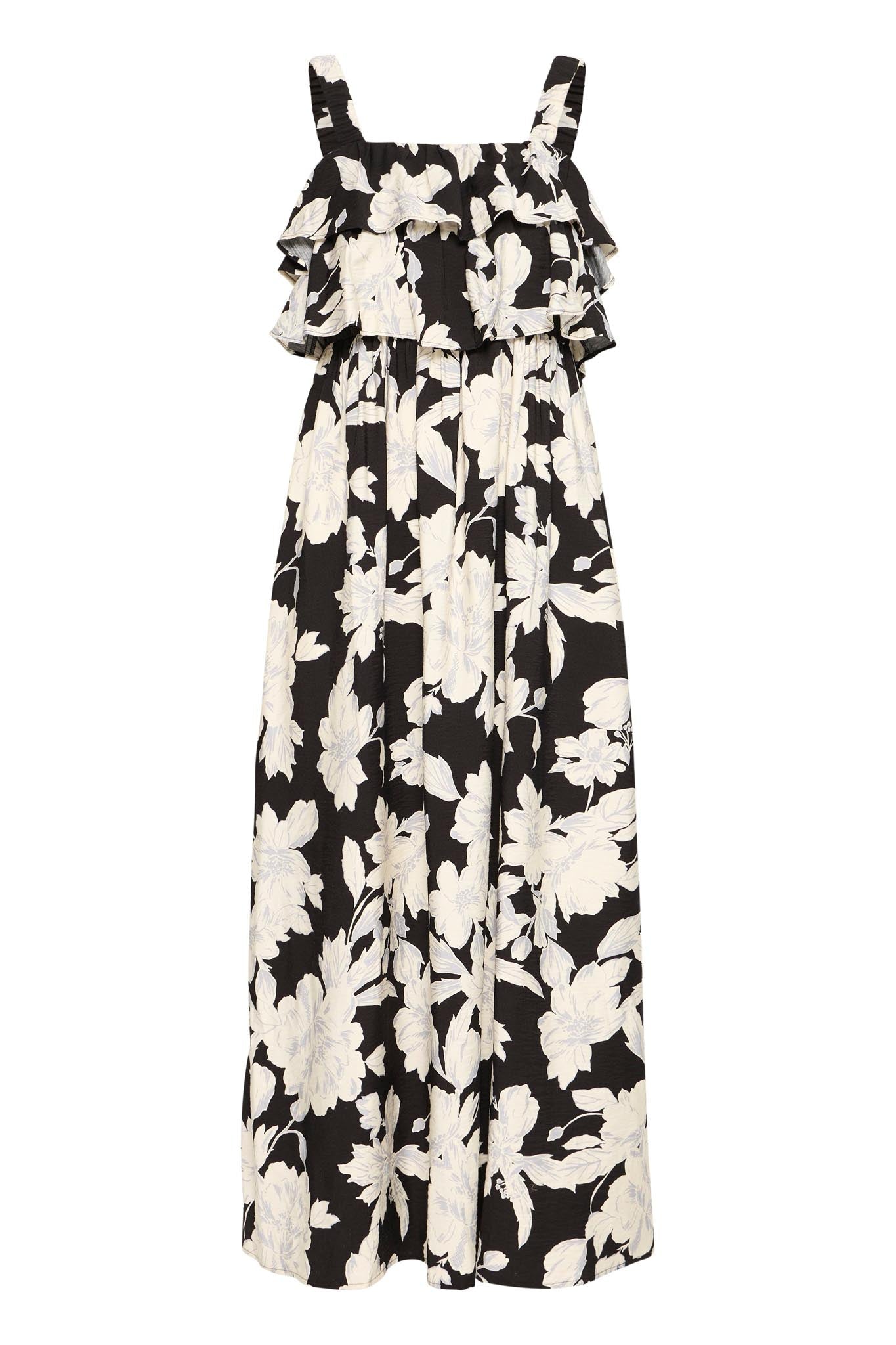 Maxikleid mit floralem Muster in Schwarz - Blossom Hair & Fashion