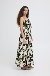 Maxikleid mit floralem Muster in Schwarz - Blossom Hair & Fashion