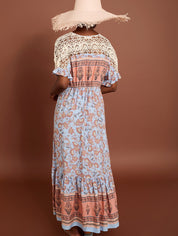 Maxikleid mit Häkel - Details & Boho - Print - Blossom Hair & Fashion