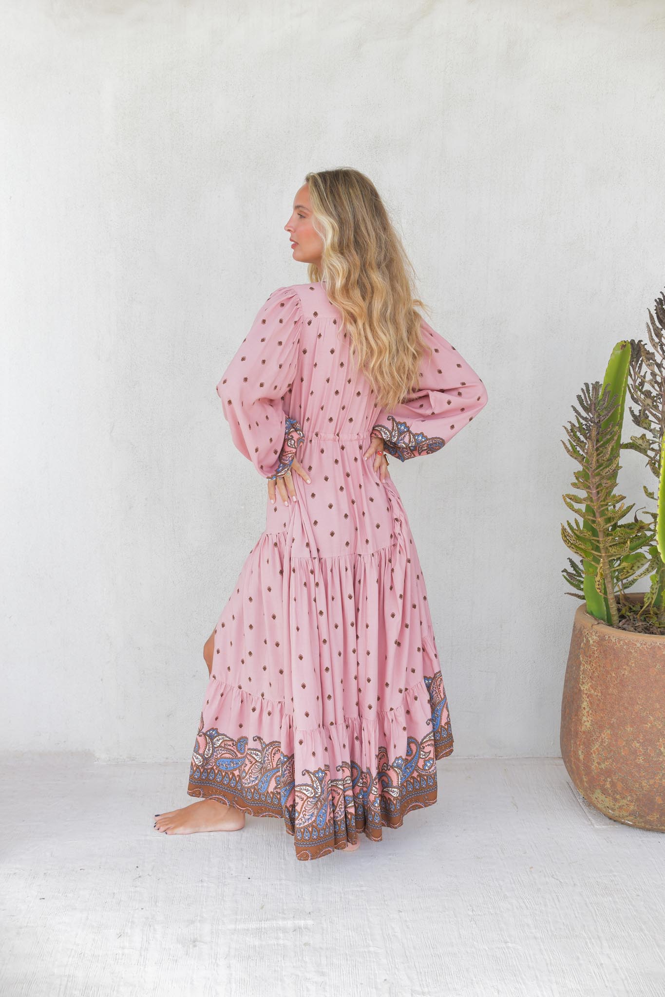 Maxikleid mit Paisley Muster in Rosa - Blossom Hair & Fashion