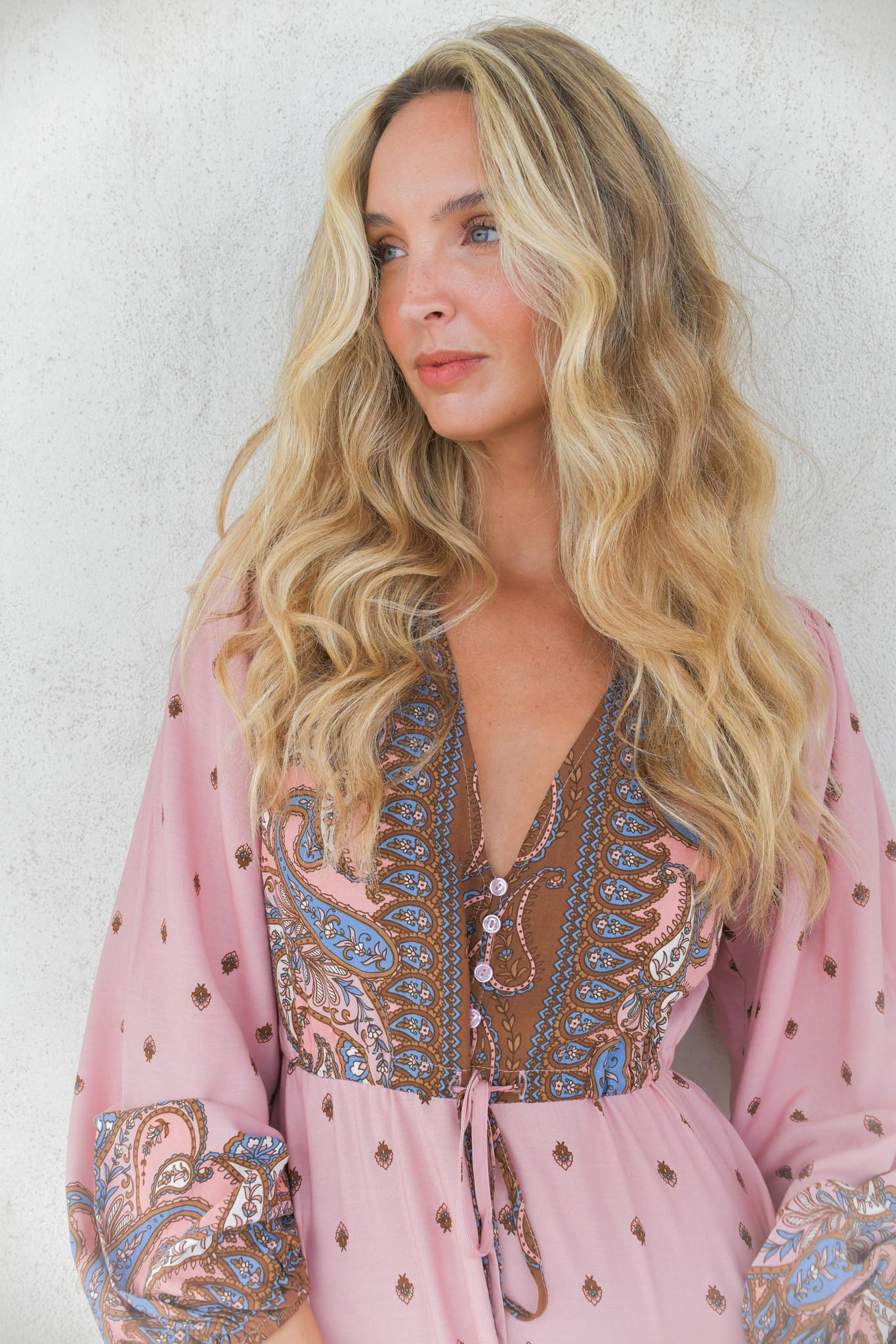 Maxikleid mit Paisley Muster in Rosa - Blossom Hair & Fashion