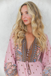 Maxikleid mit Paisley Muster in Rosa - Blossom Hair & Fashion