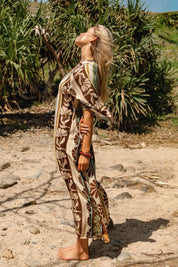 Maxikleid mit Streifenmuster und V - Ausschnitt - Blossom Hair & Fashion