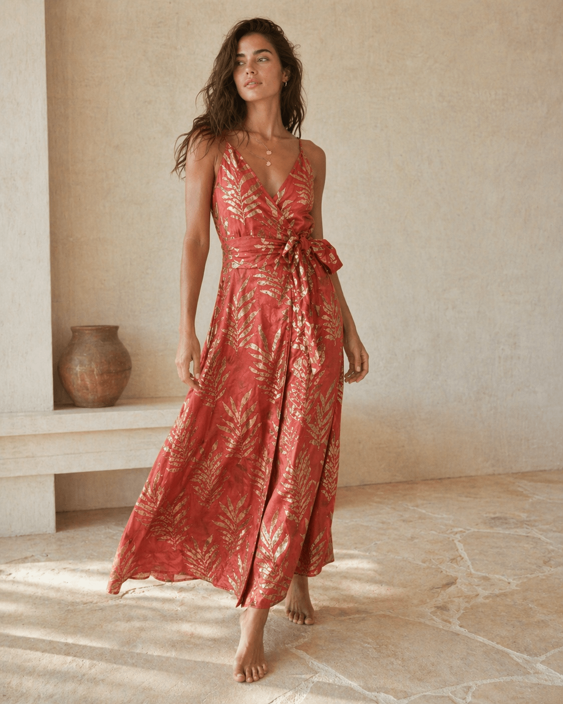 Maxikleid mit Wickeloptik aus Baumwolle - Blossom Hair & Fashion