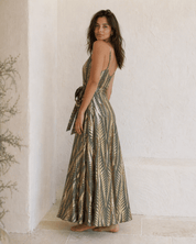 Maxikleid mit Wickeloptik und Muster - Blossom Hair & Fashion