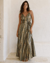 Maxikleid mit Wickeloptik und Muster - Blossom Hair & Fashion