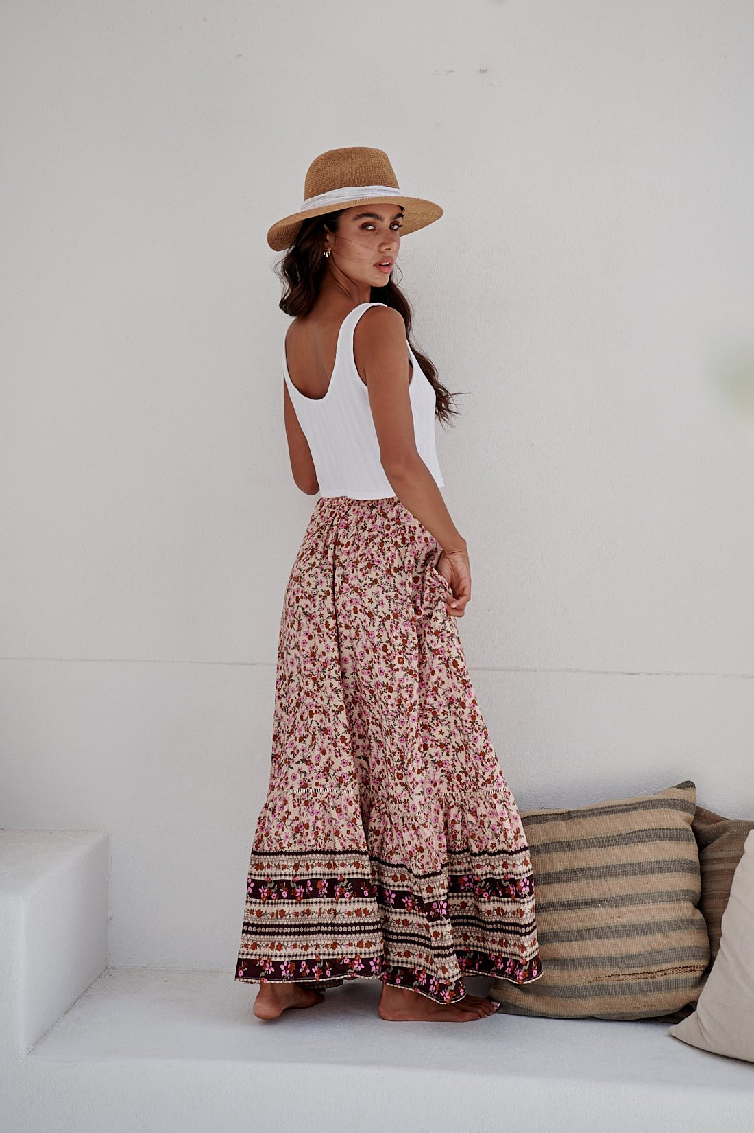 Maxirock mit Blumenmuster und Boho - Bordüre - Blossom Hair & Fashion
