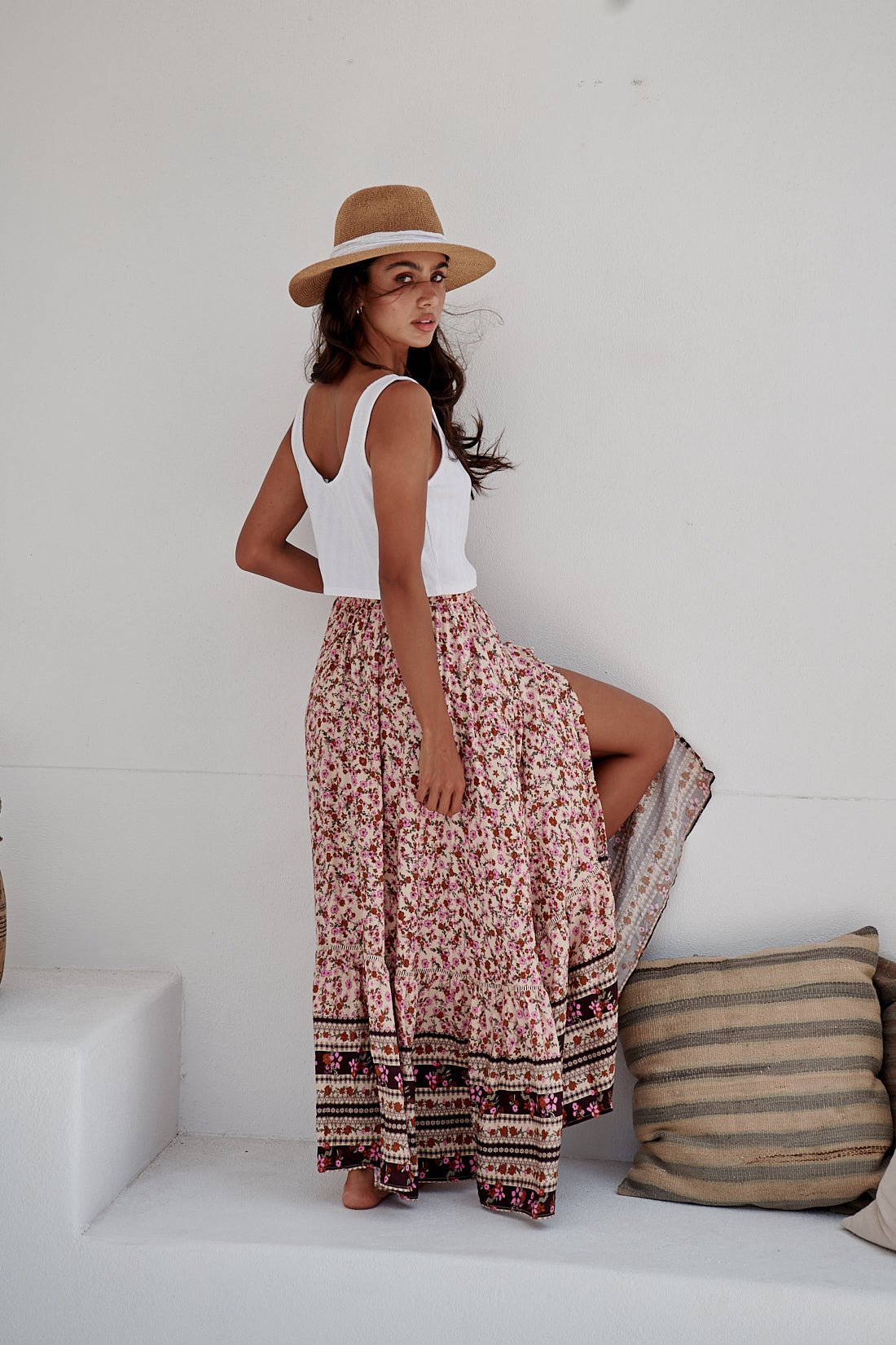 Maxirock mit Blumenmuster und Boho - Bordüre - Blossom Hair & Fashion