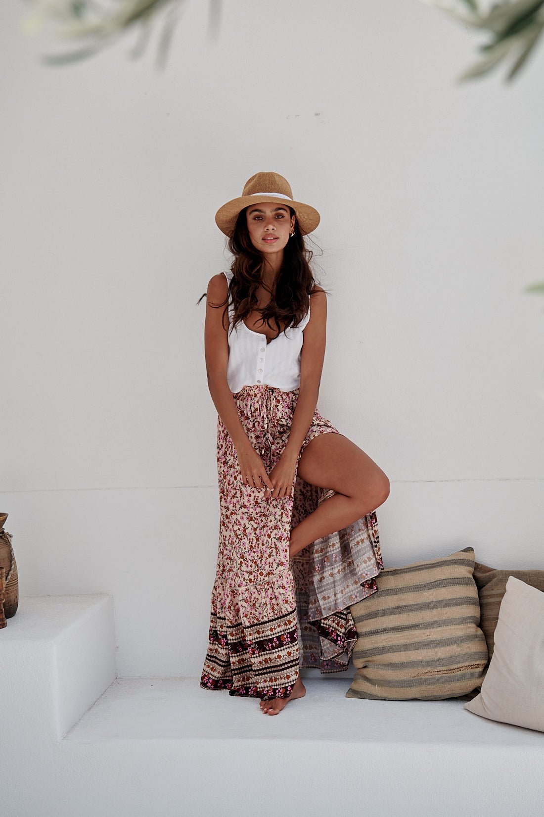 Maxirock mit Blumenmuster und Boho - Bordüre - Blossom Hair & Fashion
