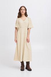 Midi - Kleid mit Punktmuster und V - Ausschnitt in verschiedenen Farben - Blossom Hair & Fashion