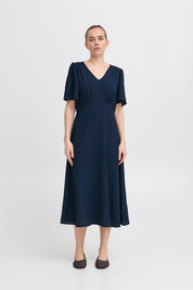 Midi - Kleid mit Punktmuster und V - Ausschnitt in verschiedenen Farben - Blossom Hair & Fashion
