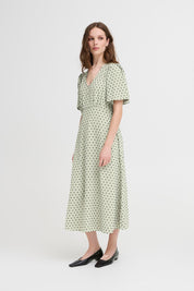 Midi - Kleid mit Punktmuster und V - Ausschnitt in verschiedenen Farben - Blossom Hair & Fashion