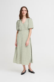 Midi - Kleid mit Punktmuster und V - Ausschnitt in verschiedenen Farben - Blossom Hair & Fashion