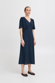 Midi - Kleid mit Punktmuster und V - Ausschnitt in verschiedenen Farben - Blossom Hair & Fashion