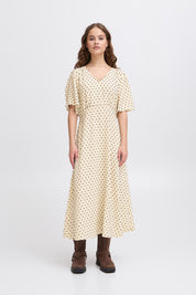 Midi - Kleid mit Punktmuster und V - Ausschnitt in verschiedenen Farben - Blossom Hair & Fashion