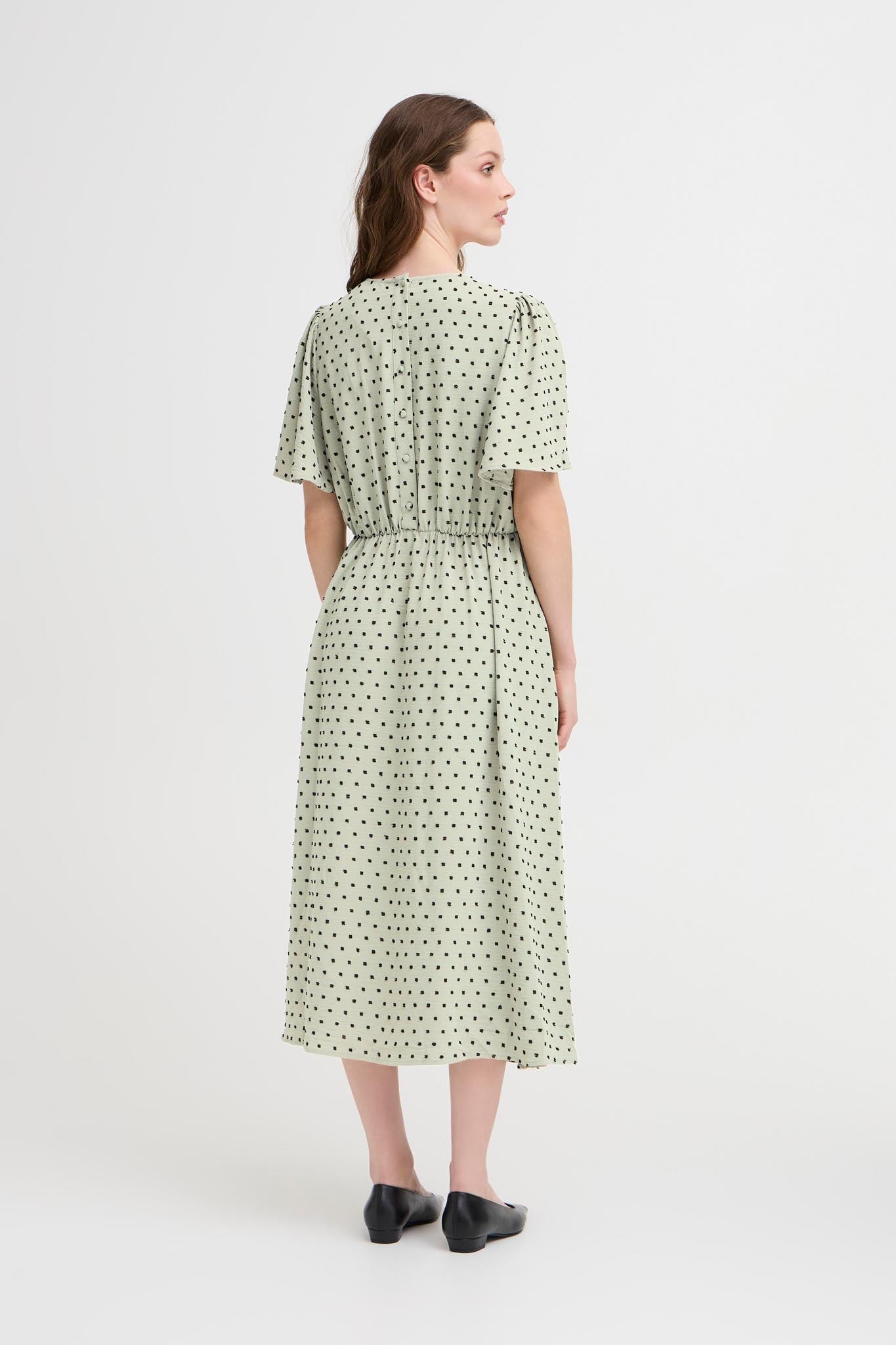 Midi - Kleid mit Punktmuster und V - Ausschnitt in verschiedenen Farben - Blossom Hair & Fashion
