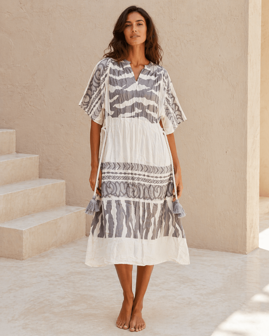 Midikleid mit Muster aus Baumwolle - Blossom Hair & Fashion