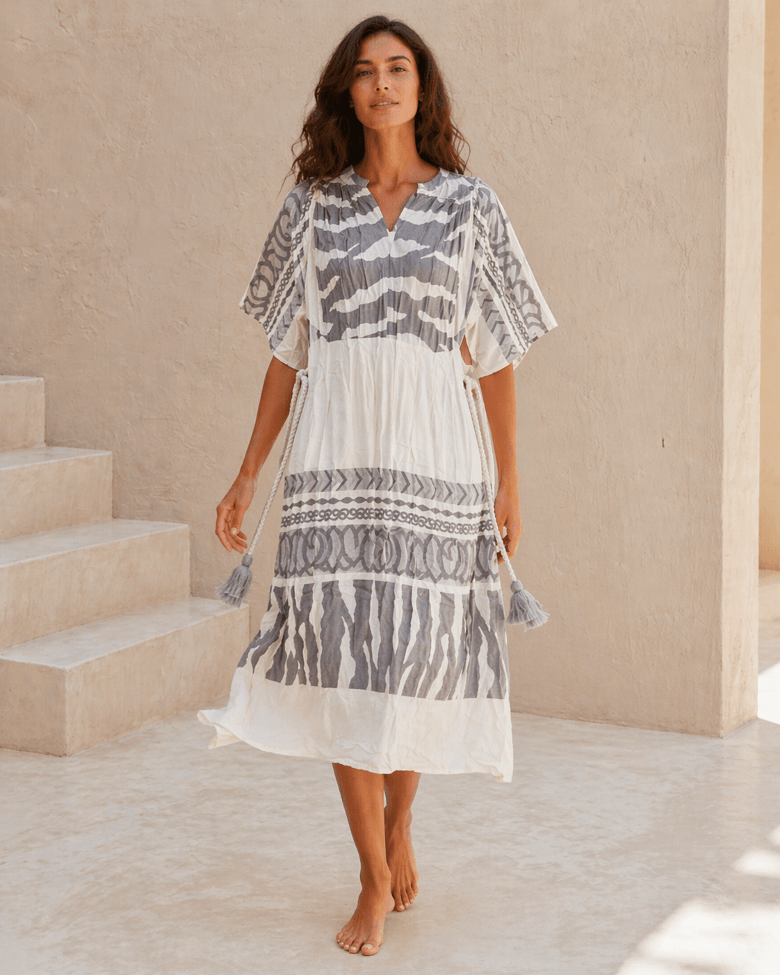 Midikleid mit Muster aus Baumwolle - Blossom Hair & Fashion