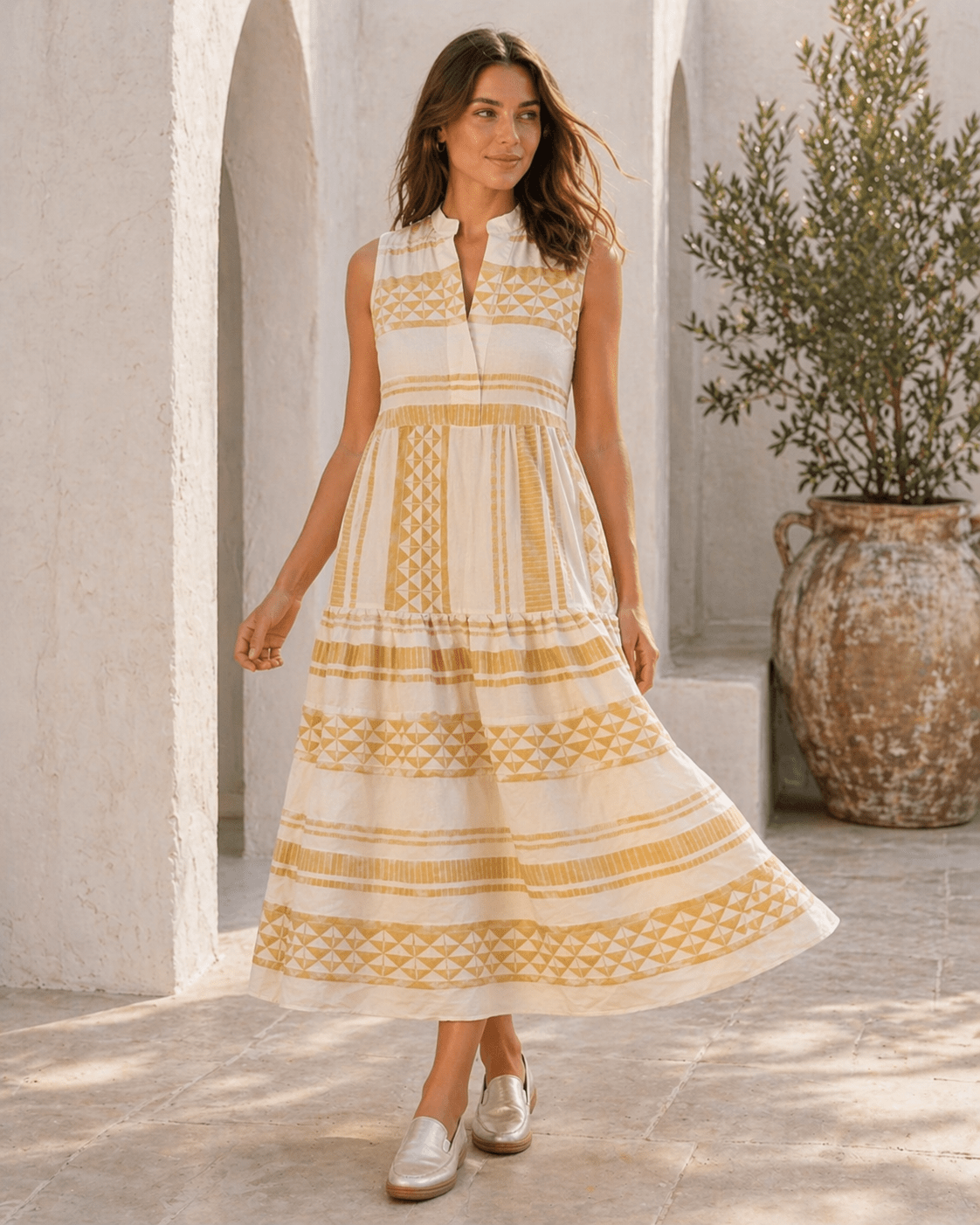 Midikleid mit Muster und Stehkragen - Blossom Hair & Fashion