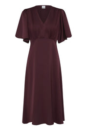 Midikleid mit V Ausschnitt in Bordeaux - Blossom Hair & Fashion